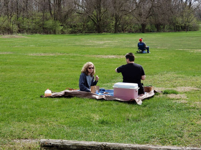 Sam waiting for the diamond ring, total solar eclipse, April 2024